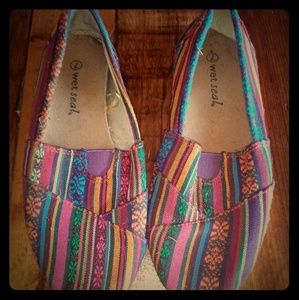 Bohemian canvas rainbow slip on shoes